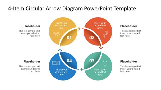 4-Item Circular Arrow Diagram PowerPoint Template