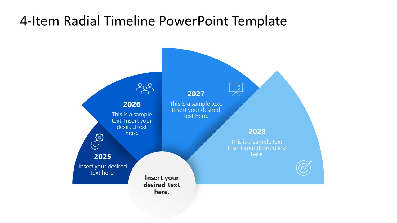 4-Item Radial Timeline Template for PowerPoint 