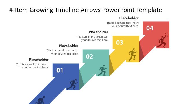 4-Item Growing Timeline Arrows PowerPoint Template