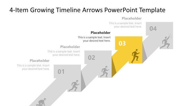 Engaging 4-Item Growing Timeline Arrows Template Layout