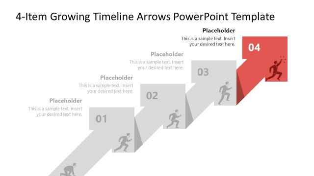 4-Item Growing Timeline Arrows Template for Presentation