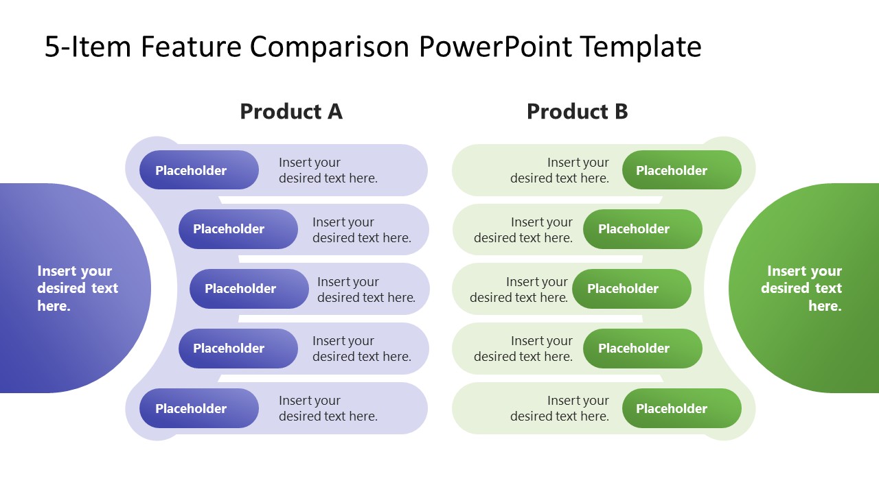 5-Item Feature Comparison Presentation Slide Template