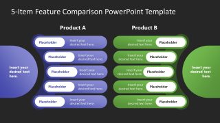 Customizable 5-Item Feature Comparison Template