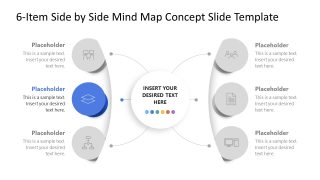 6-Item Side by Side Mind Map Concept Template for PowerPoint 