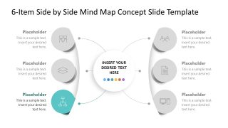 6-Item Side by Side Mind Map Concept PPT Design 