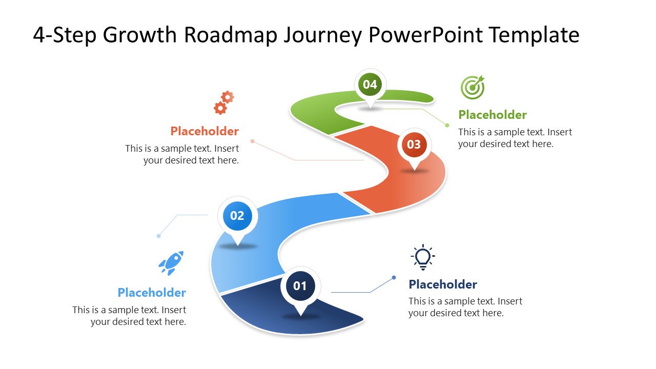 Editable 4-Step Growth Roadmap PPT Template