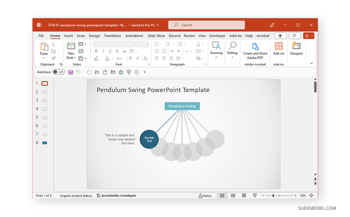 Animated Pendulum PPT slide