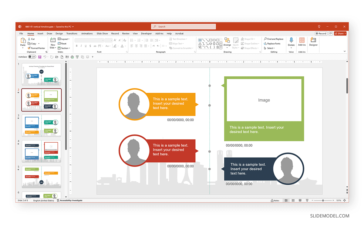 Vertical Picture Timeline Template for PowerPoint by SlideModel