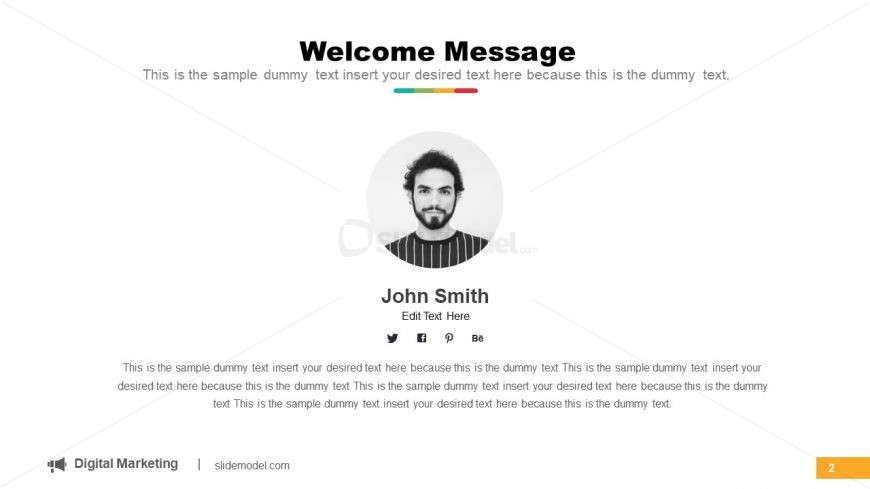 Welcome Message Profile Presentation