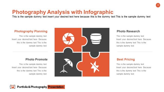 Photography Analysis 4 Steps PowerPoint Diagram