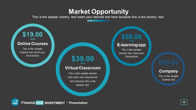 Market Opportunity Slide of 4 Segments