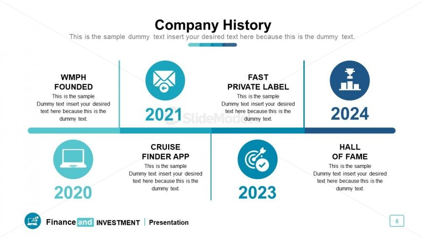 Horizontal timeline roadmap for past 4 year review