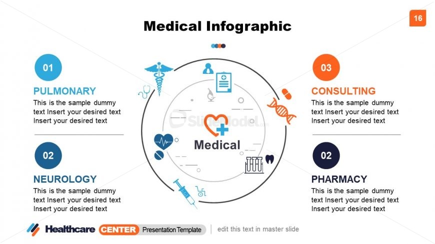 4 Steps Circular PowerPoint Healthcare Center 