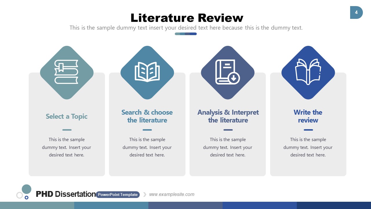Literature Review PowerPoint 4 Sections SlideModel