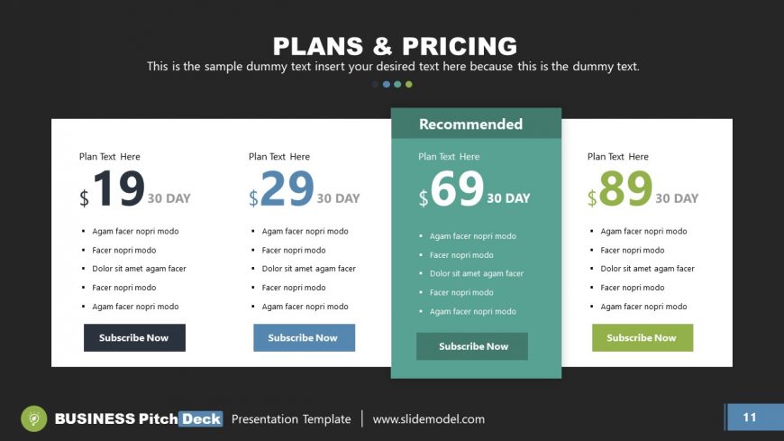 4 Columns Text Placeholders for Features