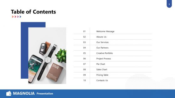 Magnolia Contents Slide PowerPoint