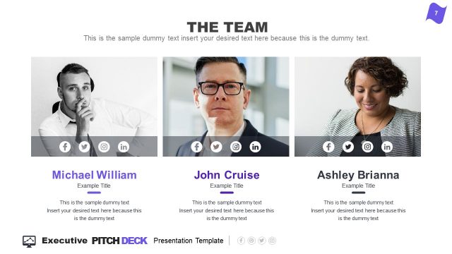 Executive Pitch Deck Team Slide Template
