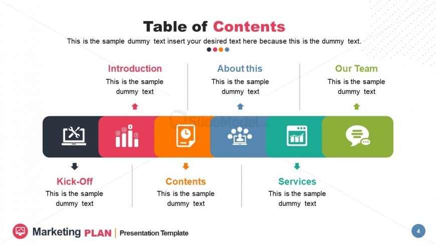 Horizontal Timeline Style Table of Contents 