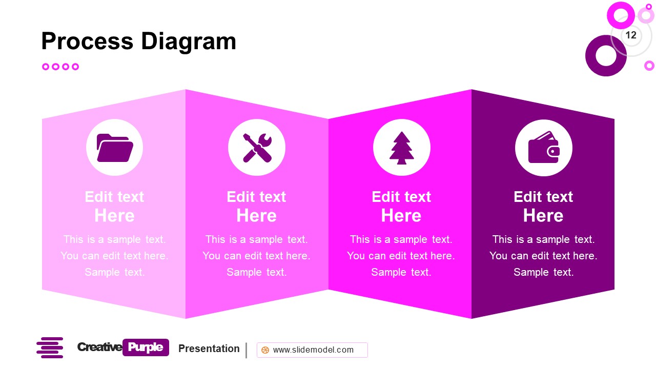  4 Column Template Creative Purple PowerPoint