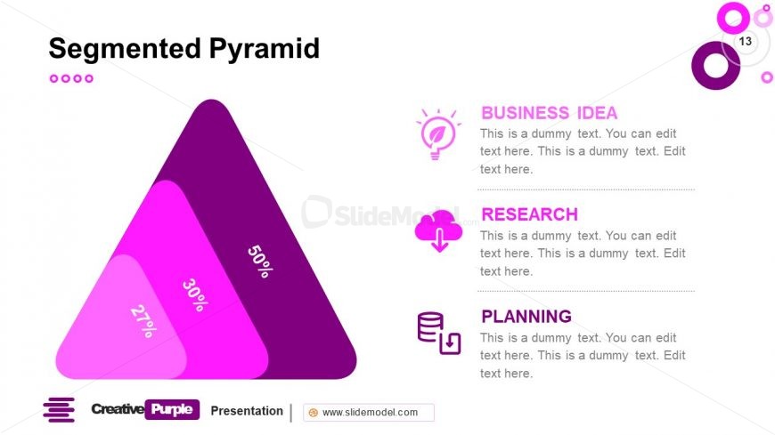 3 Level Triangle Template Creative Purple PowerPoint