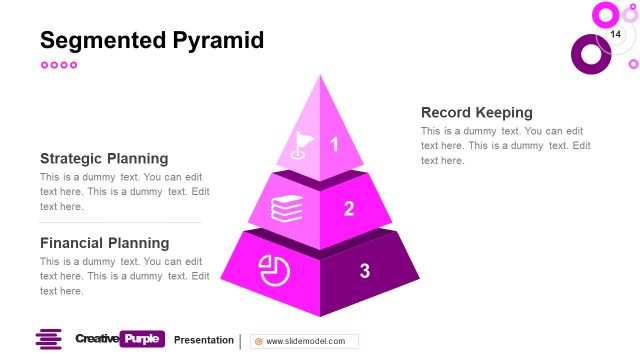 Creative Purple 3D Pyramid PowerPoint Slide