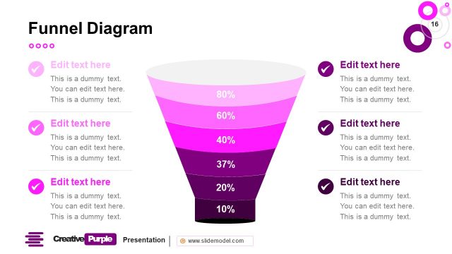 Creative Purple Funnel Chart PowerPoint Slide