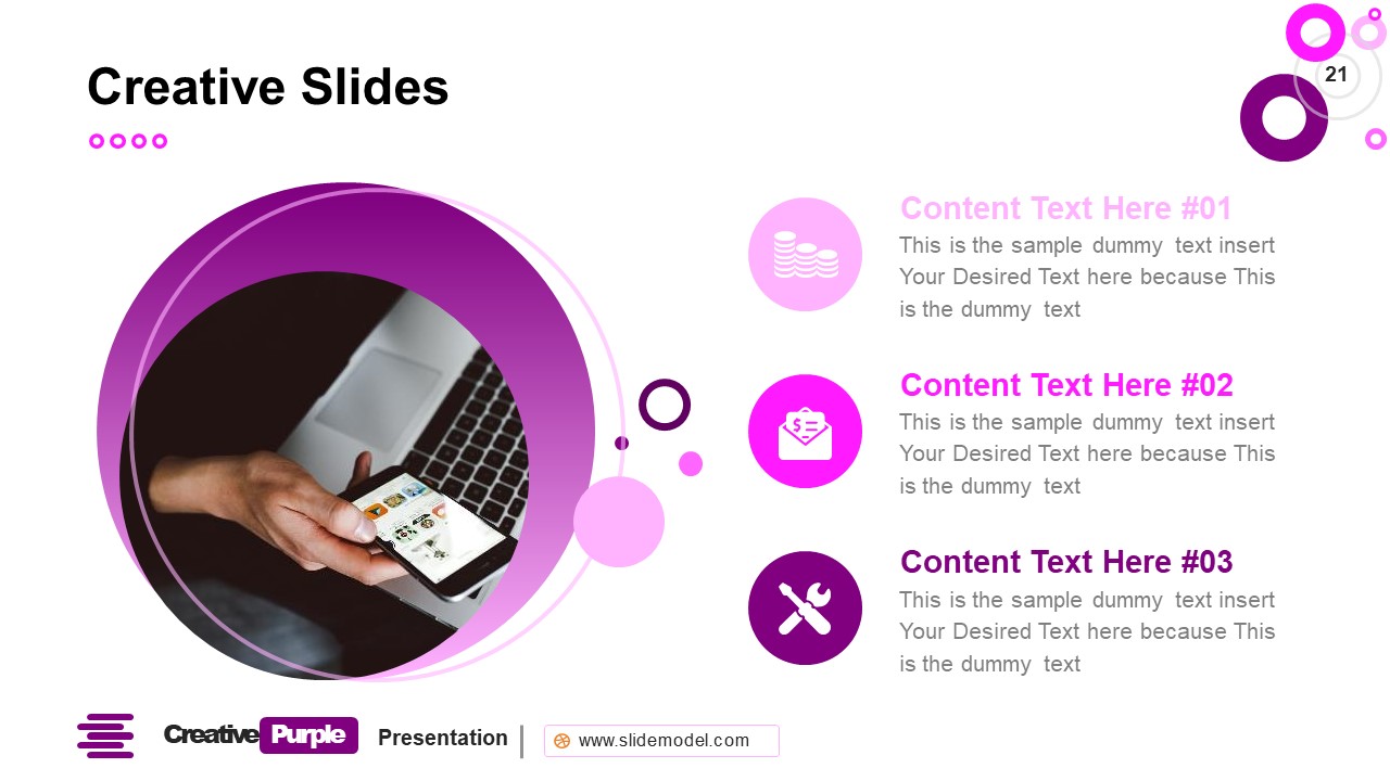 Bullet Points Template Creative Purple PowerPoint