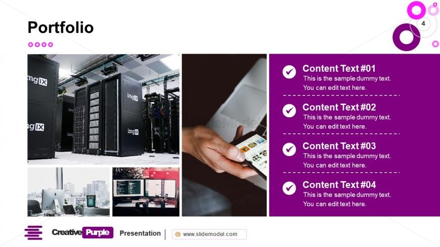 Portfolio Gallery Template Creative Purple PowerPoint