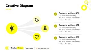 PowerPoint 3 Steps Diagram Slide Yellow Theme