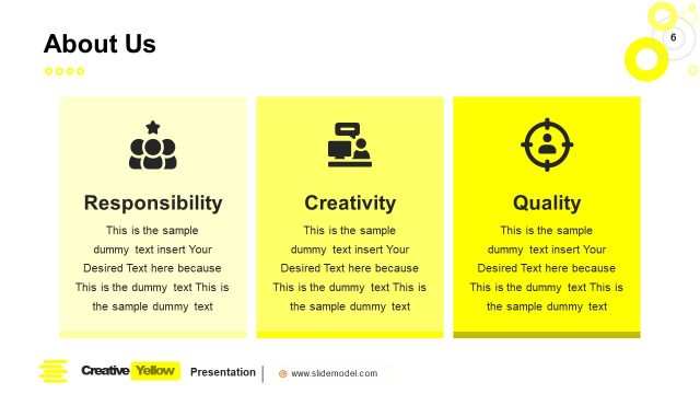About Segment PowerPoint Creative Yellow Template