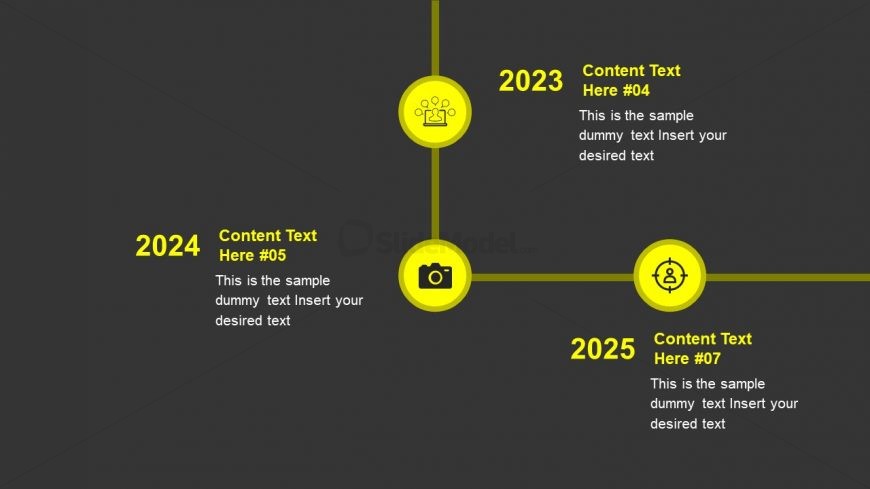 PowerPoint Vertical Timeline Slide Yellow Theme