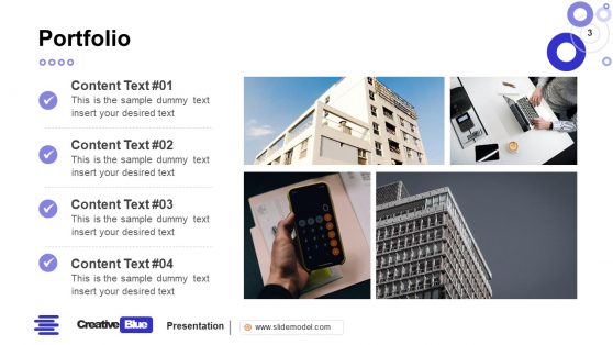 Creative Blue PowerPoint Portfolio Slide