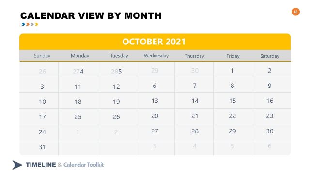 2021 October Calendar PowerPoint Slide