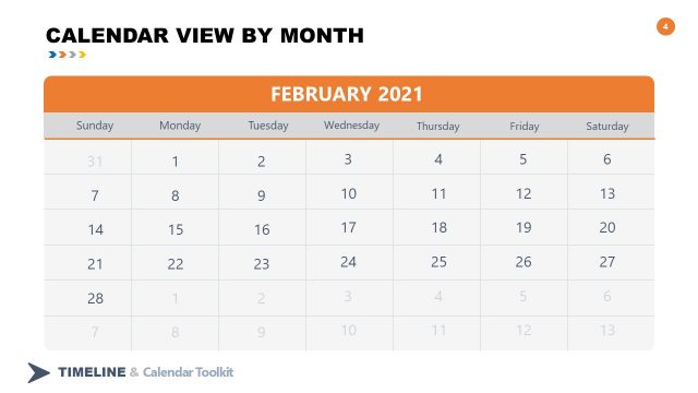 2021 February Calendar PowerPoint Slide