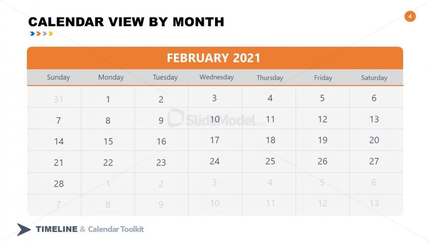 PPT Slide February Calendar 2021