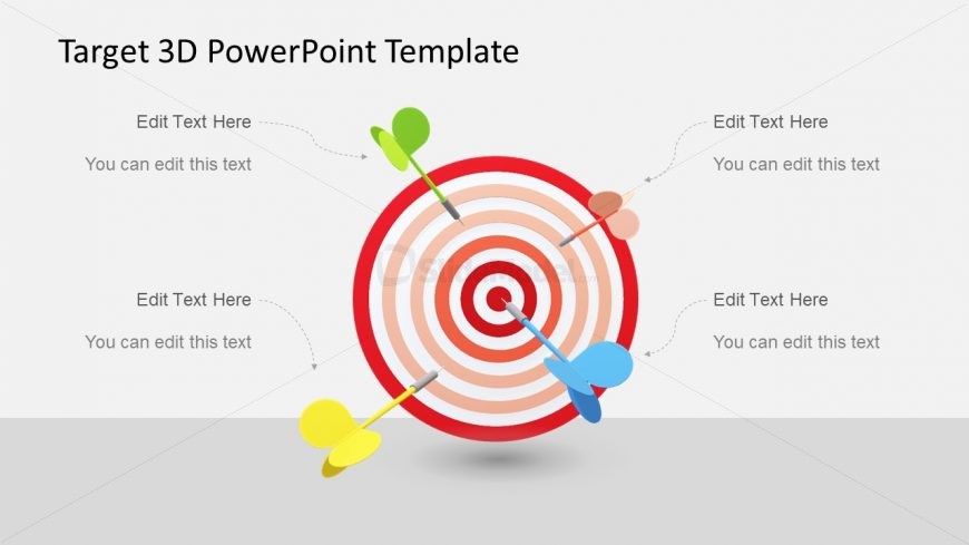 4 Step Target And Darts Diagram PPT - SlideModel