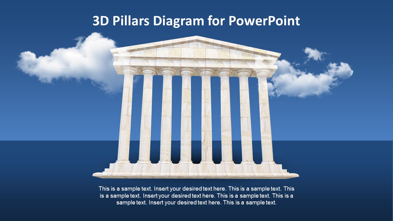 PowerPoint Template of Animated 3D 8-Pillar Diagram 