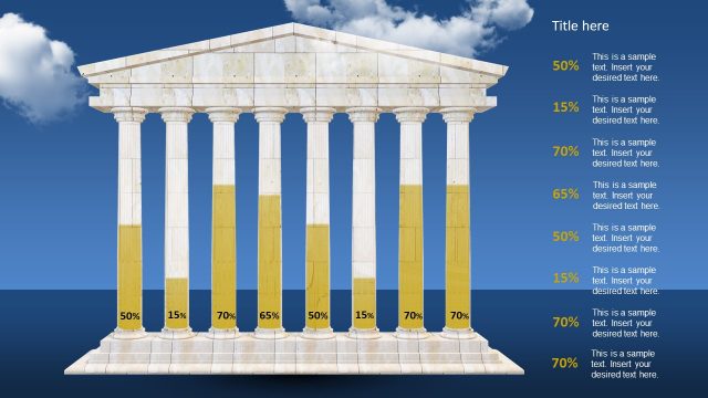 Percentage Graph Slide of 3D 8-Pillar Diagram