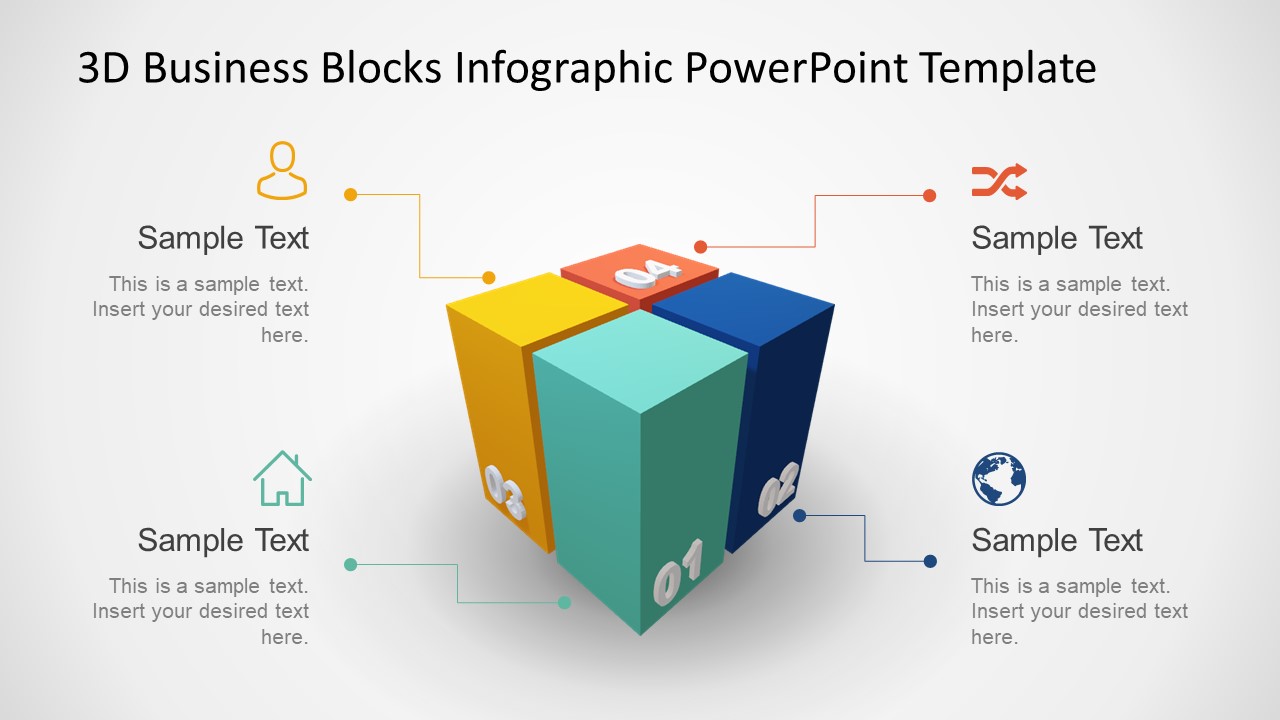 Template of 3D Cube 4 Steps