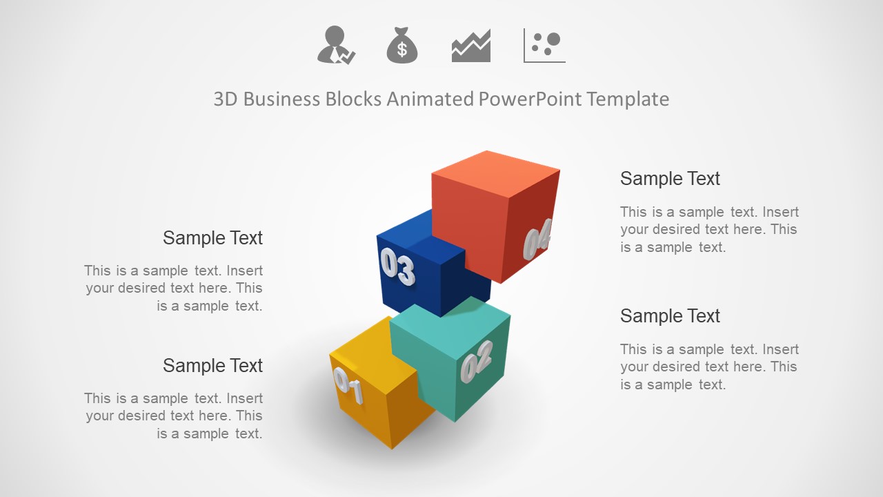 Animated 3D Stepped Diagram for PowerPoint with 4 Steps