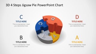 Presentation of 4 Steps Jigsaw 3D Pie Chart