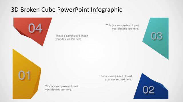 4 Steps Broken 3D Cube Infographic PPT