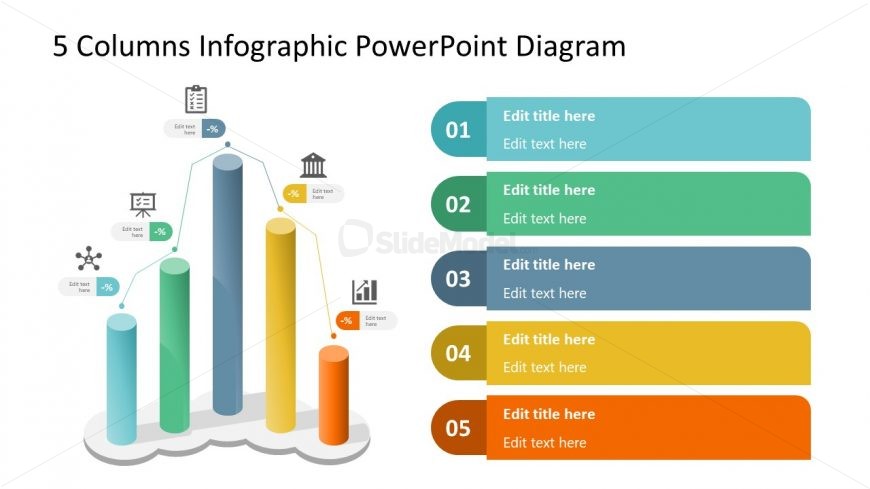 5 Columns 3D Bar Chart Template 