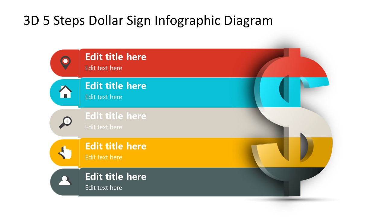 3D Segments Dollar Sign Infographic Template 