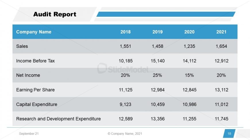 Corporate Annual Report Template of Audit Report