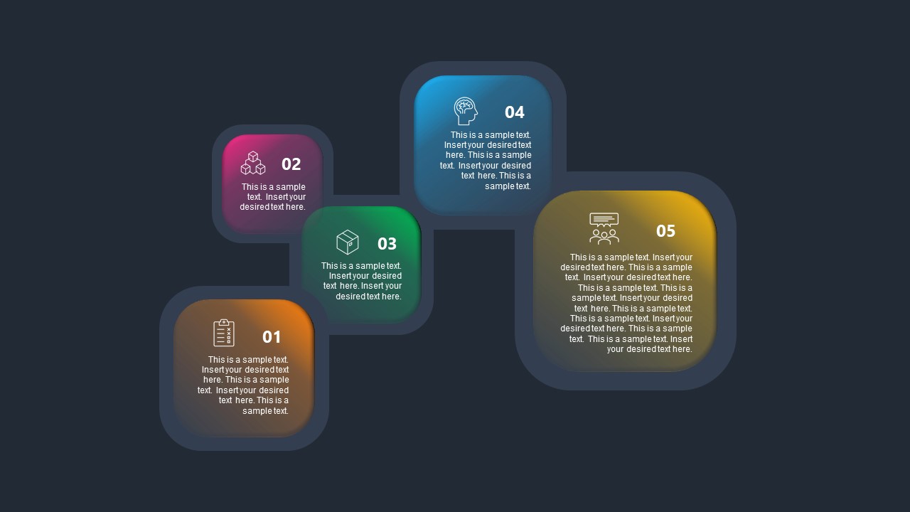 PowerPoint Diagram 5 Blocks Gradient Template