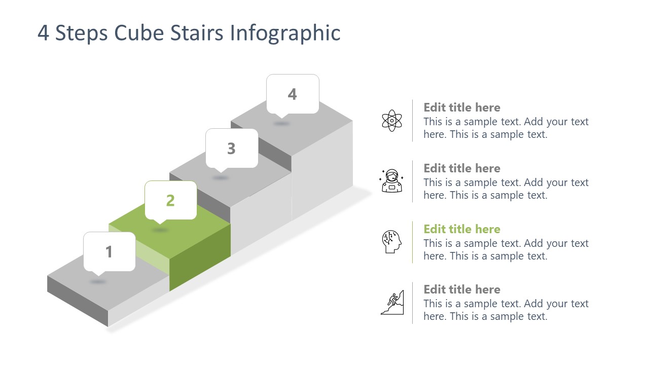 PPT Template of 3D Cube Stair Stage 2