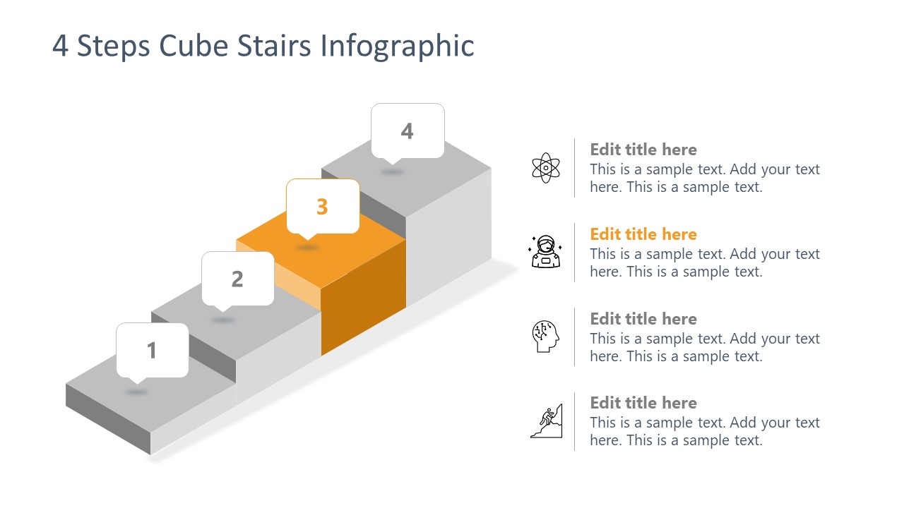 PPT Template of 3D Cube Stair Stage 3