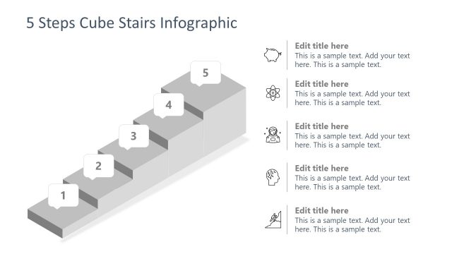 PPT Template 3D Cube Stair Diagram