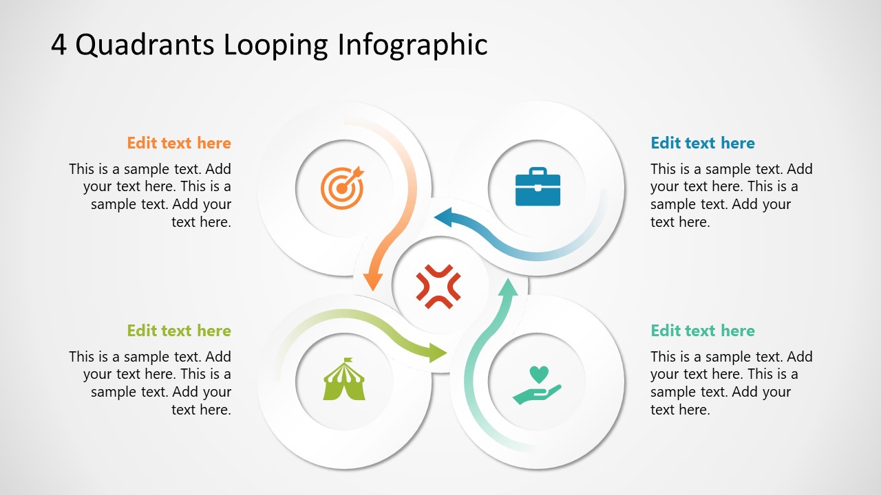 4 Quadrants Looping Diagram Slide Template 